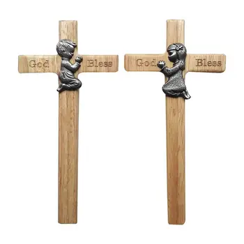 Kríž Na Stenu Požehnanie Drevené Modliť Sa Chlapec Stene Kríž Na Kolenách Chlapec Alebo Na Kolenách Dievča Krste A Kríži Skvelý Darček Na Narodeniny Dieťa Sh
