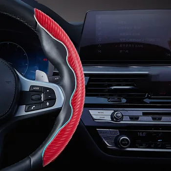 1Pair Červená karbónová Vzhľad Univerzálny Auto Volant, Posilňovač Kryt Non-Slip Auto Interiér Dekorácie Doplnky