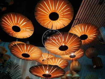 Fashion Led Ručné Dyha Prívesok Svetlo Bambusu Obývacia Izba Svetlá Reštaurácia Lampa S prívesok svetlá