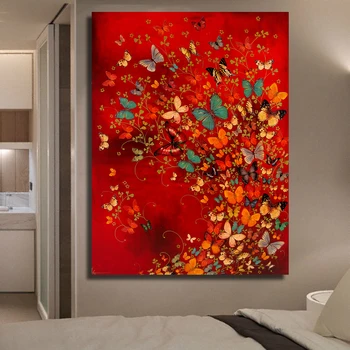 Spoločné Motýľ, olejomaľba na Plátne Maľovanie Frameless Wall Art Obraz Na Plátne Obraz Nástenné Maľby pre Obývacia Izba