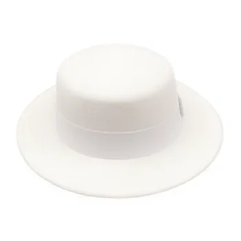 Jednoduché Ženy Zimné Flat top Fedora Klobúk Široký Okraj Vlna Jazz Klobúk Mužov Panama plstený klobúk Spp Trend Gambler Hat Veľkoobchod
