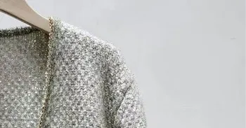 Ženy Sequin Dekorácie Sveter tvaru Dlhý Rukáv Singel svojim Dámy Knitwear Vesty 2021 Jeseň Zima