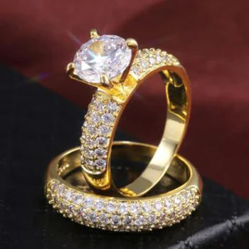 Luxusné Prstene Nastaviť Ženy, Svadobné Doplnky Strany Intarzované a Žiarivý Kryštál CZ Kameň Jednoduchý Štýlový Ženské Šperky Drop Shipping