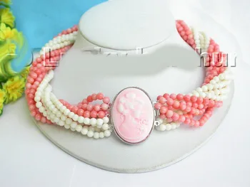 ženy Módne Šperky W&O655 AAA 10Stds prírodné ružové biele koralový náhrdelník lseashell
