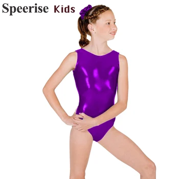 Deti Lesklé Kovové Spandex Balet Obleky Umenie Gymnastika Športové Súťaže Tanec pre Dievča Kostým Fáze Výkonu