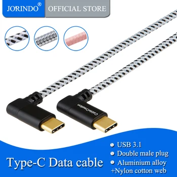 USB Typu C Kábel, JORINDO Dual Pravom Uhle(90°) USB-C, USB-C Pletená Kábel, Kompatibilný Nový MacBook(Pro),Nintendo Prepínač