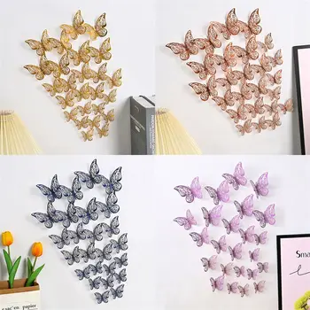 Duté-Vyrezávané Motýle Umenie Svadobné Duté Motýle Obtlačky Stenu 3D Butterfly Nálepky na Stenu Art Decor
