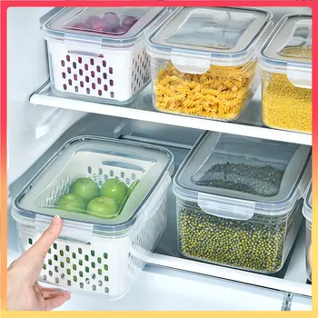 Kuchyňa Úložný Box Chladnička Uchovať Čerstvé Box Zeleniny, Ovocia Mozgov Ostrejšie Multifunkčný Plastový Kôš Kontajner