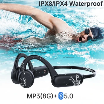 Kostné Vedenie Slúchadlá Plávanie Headset IPX8/IPX4 Vodotesné Slúchadlá Bezdrôtové Športové Slúchadlá S Mikrofónom Stereo Slúchadlá
