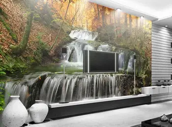 foto tapety priestor vlastné vodopád obývacia izba gauč TV tapetu pozadia 3d nástenná maľba