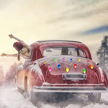 Auto Nálepky Magnetické Kotúča, Vianočné Dekorácie Chladnička Magnety Žiarovky Santa Claus Snehuliak Reflexné Nálepky Auto Dekorácií
