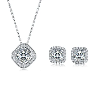 BOEYCJR 925 Silver 0.5/1ct F farba Moissanite VVS Jemné Šperky Diamantový Náhrdelník&Náušnice Šperky Set pre Ženy Výročie Darček