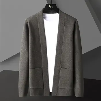 2022 Nové Módne Mens Príležitostných Sveter Coats Jar Jeseň Muž Slim Pevný Pletený Sveter Coats Muž Sveter Cardigan Coats D105