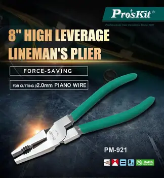 Proskit PM-921 8 palcový páky oceľový drôt medený drôt, kliešte, vise práce ukladanie excentrický elektrikár repair tool
