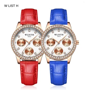 2022 Luxusné WLISTH Top Značky Ženy Hodinky Fashion Kamienkami Dámske Náramkové hodinky Kožené Žena Hodiny Quartz Hodinky Reloj Mujer