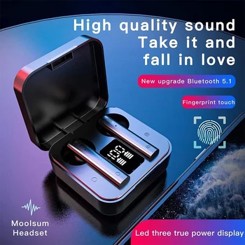 Vzduch 2s TWS Zníženie Hluku Bluetooth 5.1 Wireless Earphon LED Displej Dotykové Ovládanie HiFi Stereo Športové Slúchadlá