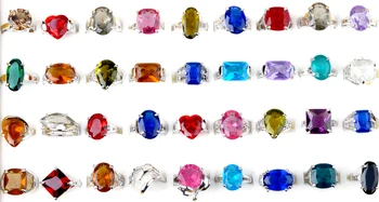 20pcs Svadba Strieborná Farba Geometrické Kvapka Vody Oválne, v Tvare Srdca Crystal Krúžok pre Ženy Strany Zapojenie Šperky