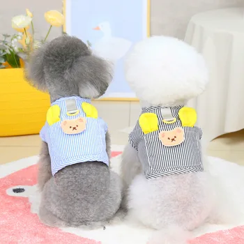 Kawaii Psie Oblečenie Medveď Oblečenie pre Psa Cartoon Malé Kostým Vesta Pet Oblečenie Jar Leto Módne Farebné Pruhované Mascotas