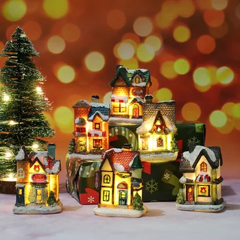 2023 Vianoce živice domu Vianočné Scény Dediny Domy Mesto Dekorácie LED Vianočné Ozdoby Deti Darček Malej Chaty, Domu