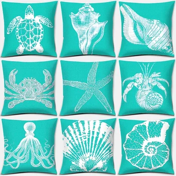 Morské a podmorských rastlín a živočíchov série vzor vzor obliečka na vankúš obliečka na vankúš štvorcový home office dekorácie (45*45 cm)