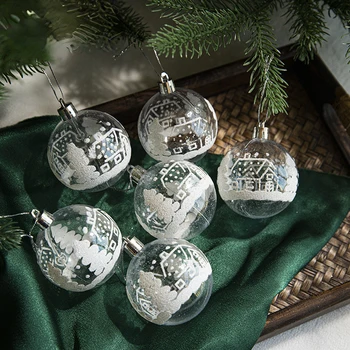 6pcs 6typ Biely Sneh Vianočné Gule Prívesky na Vianočný Strom Dekorácie Jasné Baubles Visí Vianočné Ozdoby Navidad