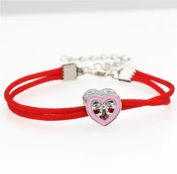  Šťastie motýlik Ružová Odkvapkávanie Srdce kúzlo Náramok Pre Ženy, Deti Červený povrázok Nastaviteľné Handmade Náramok DIY Šperky