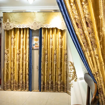 Vlastné opony luxusná vila hrubé velvet high-end svadobné izba Európska zlatá handričkou zatmenie opony tylu záclonka prikryť C1059
