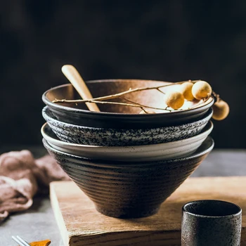 Japonský tvorivé riad nastaviť obchodné bambusu klobúk keramické misky pre domácnosť veľké ramen ryžové rezance polievka misky, taniere a misy