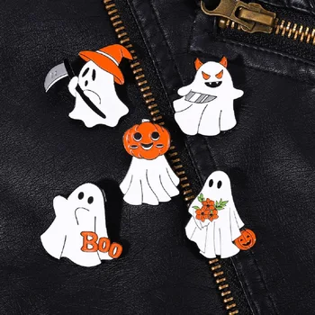 5 ks Halloween Party Smalt Brošne Roztomilý Pumpkim Ghost Kolíky Odznaky Na Odevy Taška Deti, Batohy Dekorácie, Darčeky, Doplnky