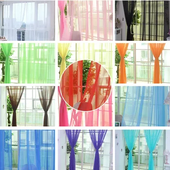 Čistá Farba Tylu Dvere Okna Záclony Prikryť Panel Úplnej Šatku Záclonky Priehľadné Záclony Okna Úplnej Pre Izba 1 Ks