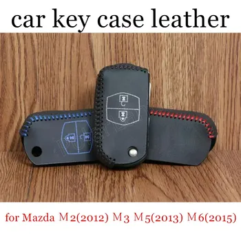 Iba Červené vhodné pre Mazda M2(2012)/M3/M5(2013)/M6(2015)/MAZDA 6(2015)/MAZDA 3(2013) kľúča vozidla prípade kožené ručné šitie kryt kľúča vozidla