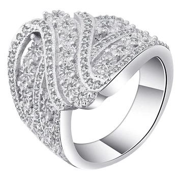 UFOORO Módne Micro Pave Cubic Zirconia Úžasné Šperky, Zásnubné Prstene Unikátny Biela Žena Zásnubné Prstene Pásma Pre Ženy