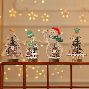 Vianočný Stôl Drevený Prihlásiť Ozdoby Na Vianočný Stôl Dekorácie Pre Skrine Drevené Santa Claus Snehuliak/Vianočný Strom Tabuľka