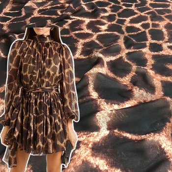 Leopard Vytlačené Šifón Polyester Textílie Značky Módny Dizajn pre Dámy Košele, Pyžamá Diy Šitie Twist Textílie Šaty Na Meter