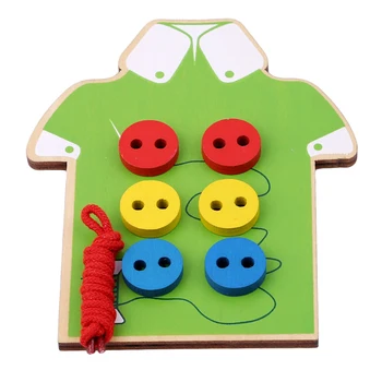 Deti Montessori Vzdelávacích Hračiek Deti Korálky Sťahovacie Dosky Drevené Hračky Batoľa Prišiť Gombíky Raného Vzdelávania Učebná Pomôcka