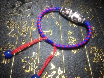 Tibete 11eyes DZI Šperky špeciálne red&blue pletená riadku ručne tkané diamanty uzol zlé ženy náramok Doprava Zadarmo