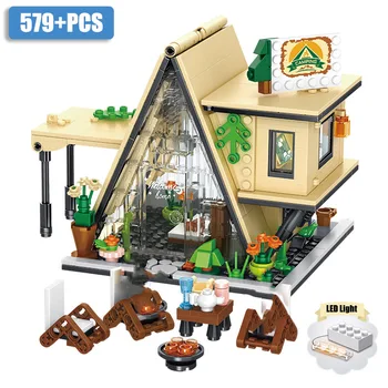Mesto Série 579pcs Mini Camping Stan Model Stavebné Bloky DIY Street View Architektúry Tehly Hračky Pre Deti, Dospelých Dary