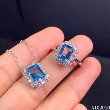 KJJEAXCMY jemné šperky 925 sterling silver vykladané prírodné blue topaz prsteň prívesok krásne dievča vyhovovali podporu test