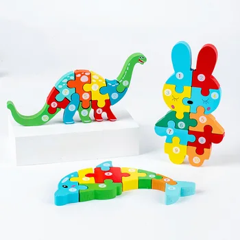 3DThree-dimenzionální detské Drevené Puzzle Hračka Vzdelávacie Raného Vzdelávania Stavebné Bloky Inteligencie Ruky Chytiť Doska Skladačka
