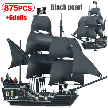 Black Pearl Loď Piráti Model Caribbeaned Stavebné Bloky DIY Queen Anne ' s Revenge Modely Lodí Vianočné Darčeky pre Deti