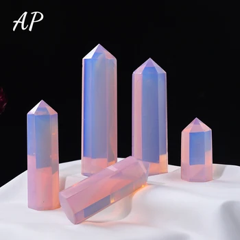 1PC Ružový Opál Crystal Stĺpec Crystal Čarovná Palička Uzdravenie Syntetické Quartz Šesťhranný Stĺp Domov Ornament Darček