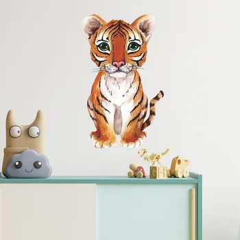 Roztomilé Dieťa Tiger PVC Nálepky na Stenu Pre Deti Miestnosti Dekorácie Spálňa, Šatník Tapety Domova Zvieratá Škôlky, odtlačkový aršík Nálepiek