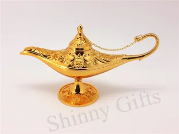 Zlatá Farba Kovových Materiálov Vintage Pevné Kovové Magic Genie Lampy Čarovná Lampa