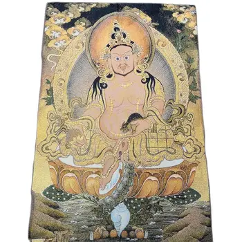 Čína Starom Tibete Hodváb Thangka Ako Visí Maľovanie Fengshui Tibetskej Boh Šťastia Sochu Budhu