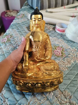 31 CM veľký, DOBRÝ buddha Budhistické DOMOV Chrámu Nepále, Tibete Budhizmus zlato gilding bezpečné veľa ŠŤASTIA Vajra Mitukpa buddha mosadzná socha