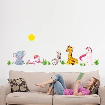 1Pc Vymeniteľné Cartoon zvieratá žirafa, slon detskej izby, spálne, samolepky na stenu Umenie Domov nástenná maľba Dekorácií Krásne Tapety