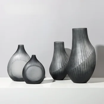Domov Čínsky Cool Grey Nepravidelný Sklenené Vázy Domov Obývacia Izba Hydroponické Kvetinová Výzdoba Keramiky