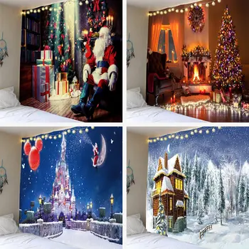 Home Decor Vianočné Tlač Gobelín Polyester Stene Obývacej Miestnosti Dekorácie nástenná maľba Pozadia Textílie 230x180cm tém