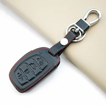 Originálne Kožené KeyChain 4 Tlačidlá Smart Key puzdro Pre Hyundai IX25 / IX35 / Elantra/ Sonata/I40 Auto Styling