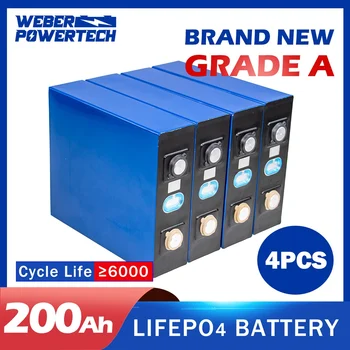 Nové 200Ah Lifepo4 Batérie 4PCS 12V Stupeň Nabíjateľnou Batteri Pack s Pružná Prepojovacia pre Solar Energy System EÚ NÁS bez Dane